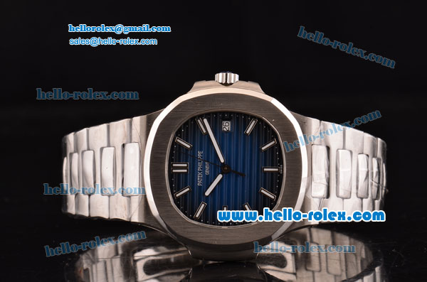 Patek Philippe Nautilus Swiss ETA 2824 Automatic Steel Case with Blue Dial and Stick Markers - Click Image to Close